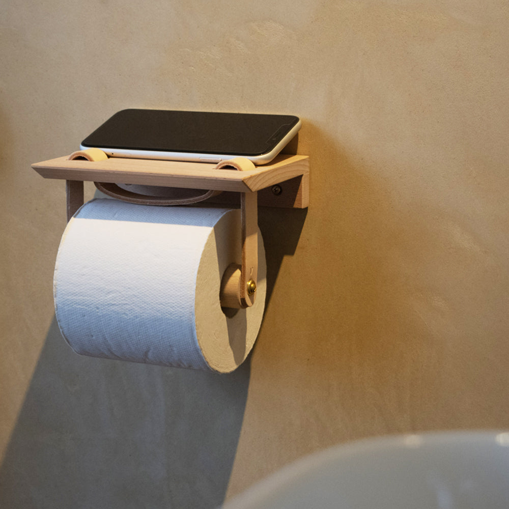 Leather toilet paper holder (natural/black)